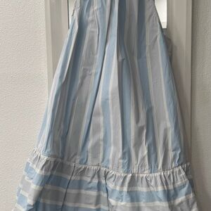 STAUD Light Blue and White Striped Mini Dress